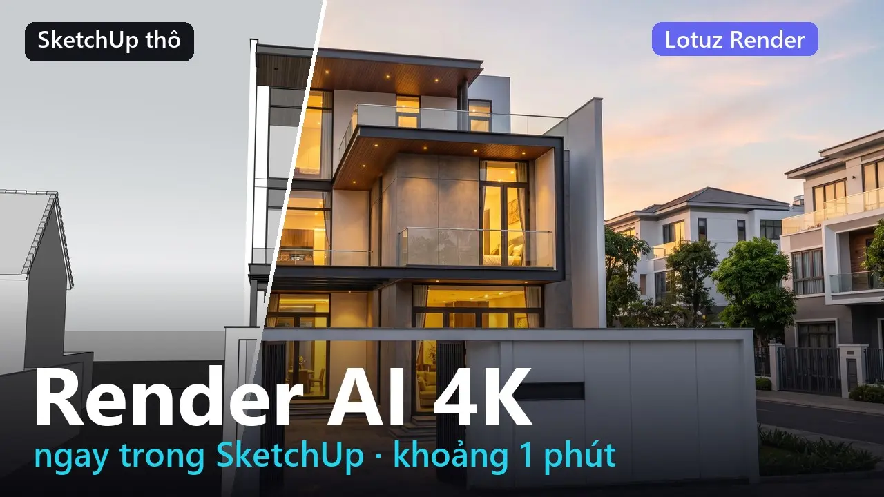 Lotuz Render: render AI kiến trúc ngay trong SketchUp